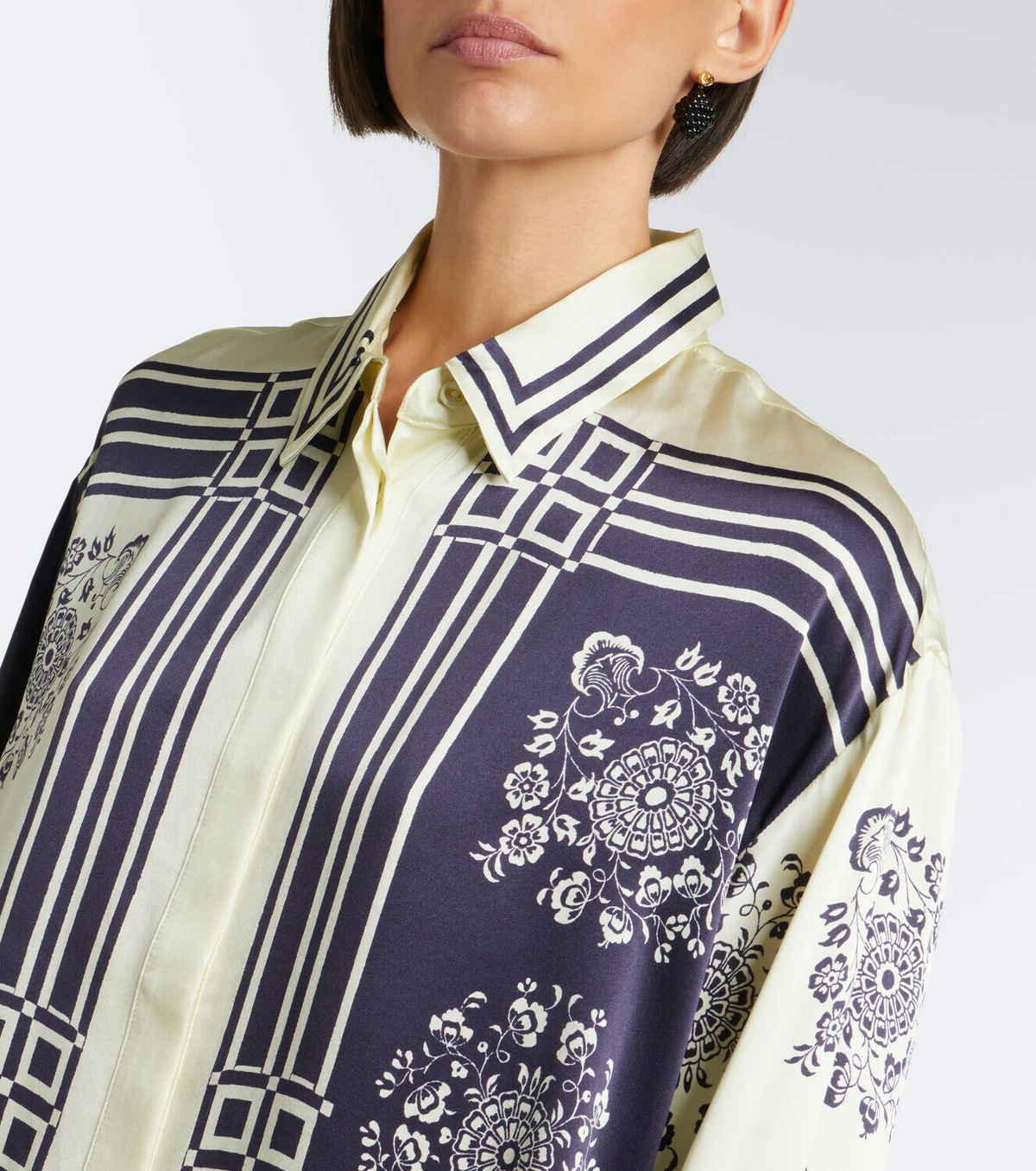 Alémais Banderra scarf-detail printed silk shirt