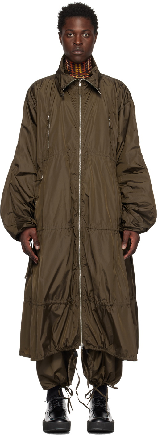 Jean Paul Gaultier Khaki Gathered Coat