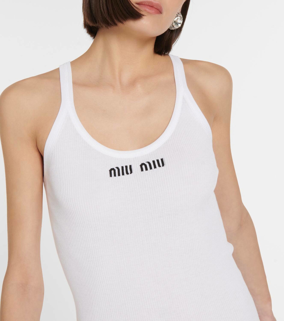 Miu Miu Logo cotton jersey midi dress