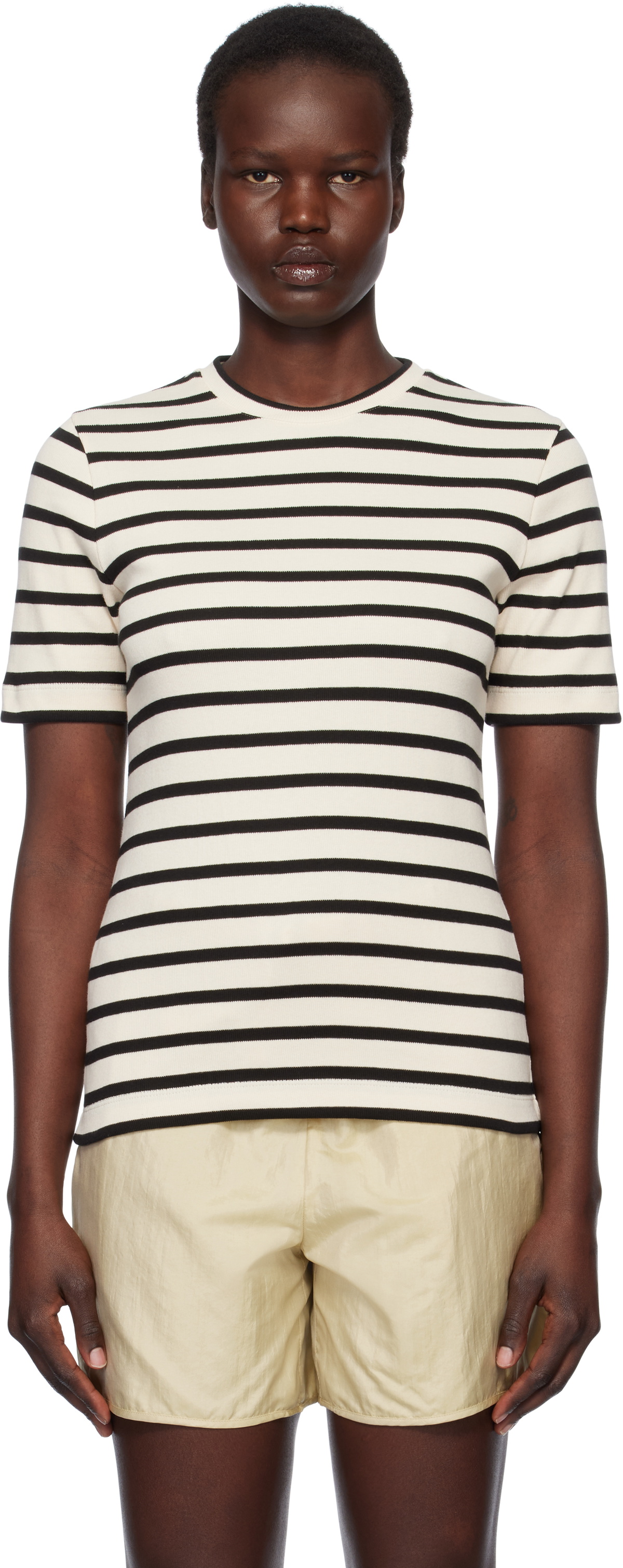 Jil Sander Off-White & Black Crewneck T-shirt