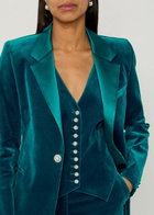 Rabanne Waist Coat-effect Velvet Blazer Turquoise