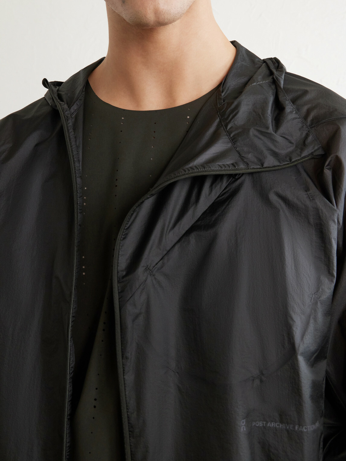 On - Post Archive Faction Zero Logo-Print Shell Jacket - Black