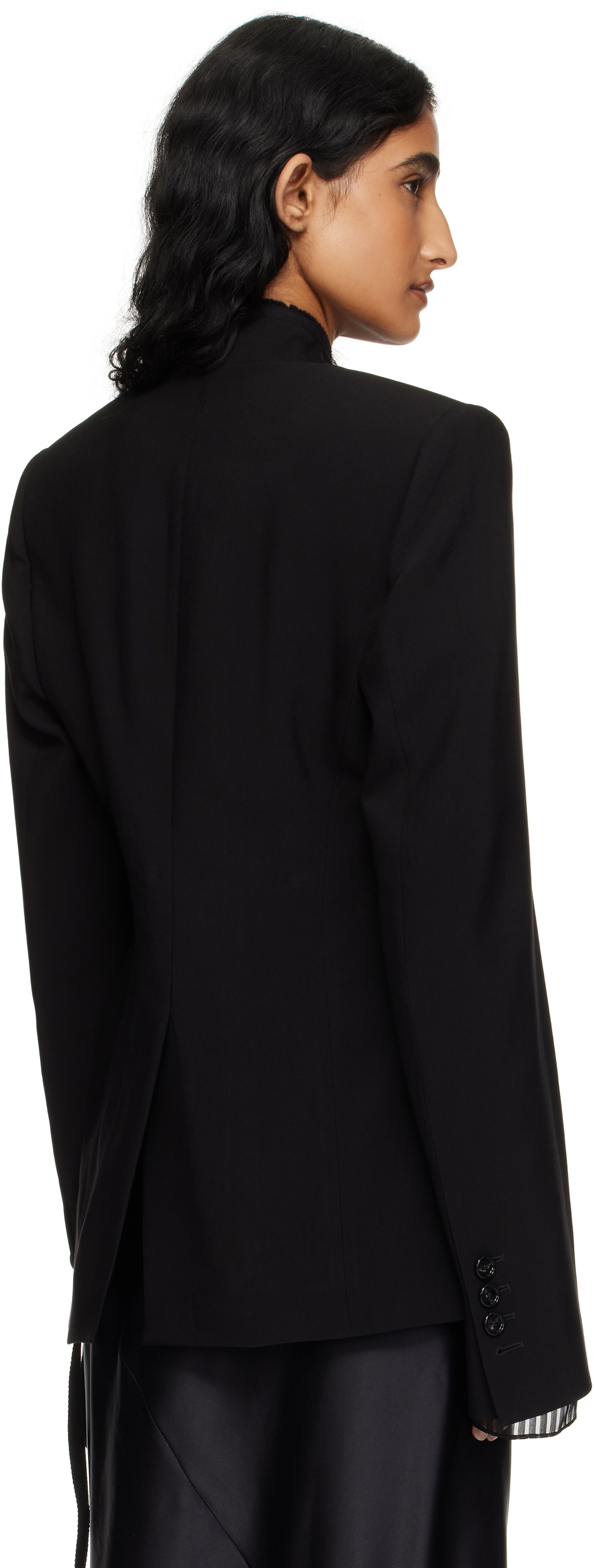 Ann Demeulemeester Black Sady Collarless Fitted Blazer