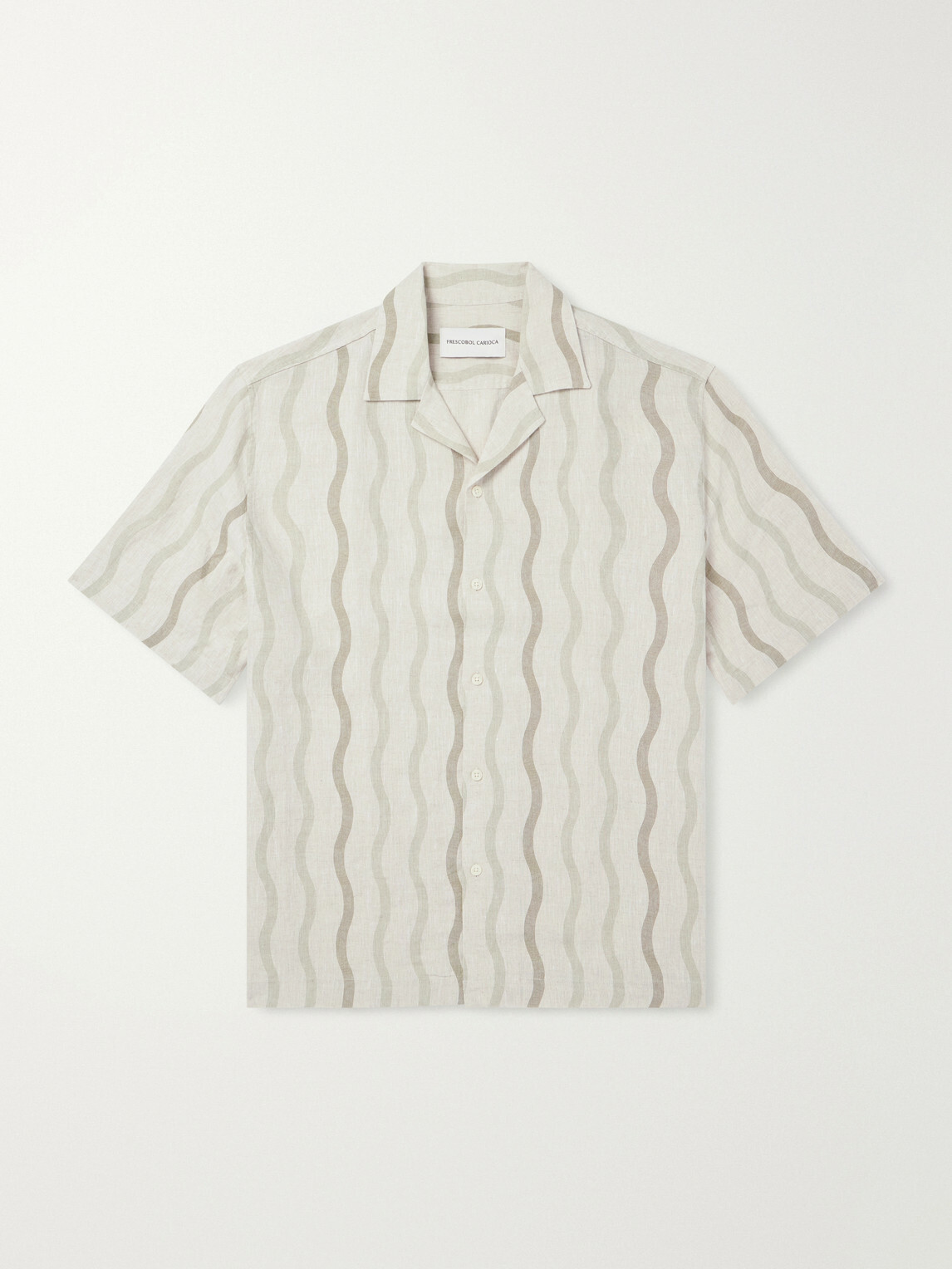 Frescobol Carioca - Roberto Camp-Collar Striped Linen Shirt - Green