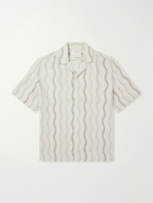 Frescobol Carioca - Roberto Camp-Collar Striped Linen Shirt - Green