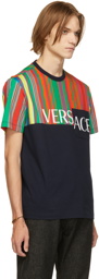 Versace Navy GV Pinstripe T-Shirt