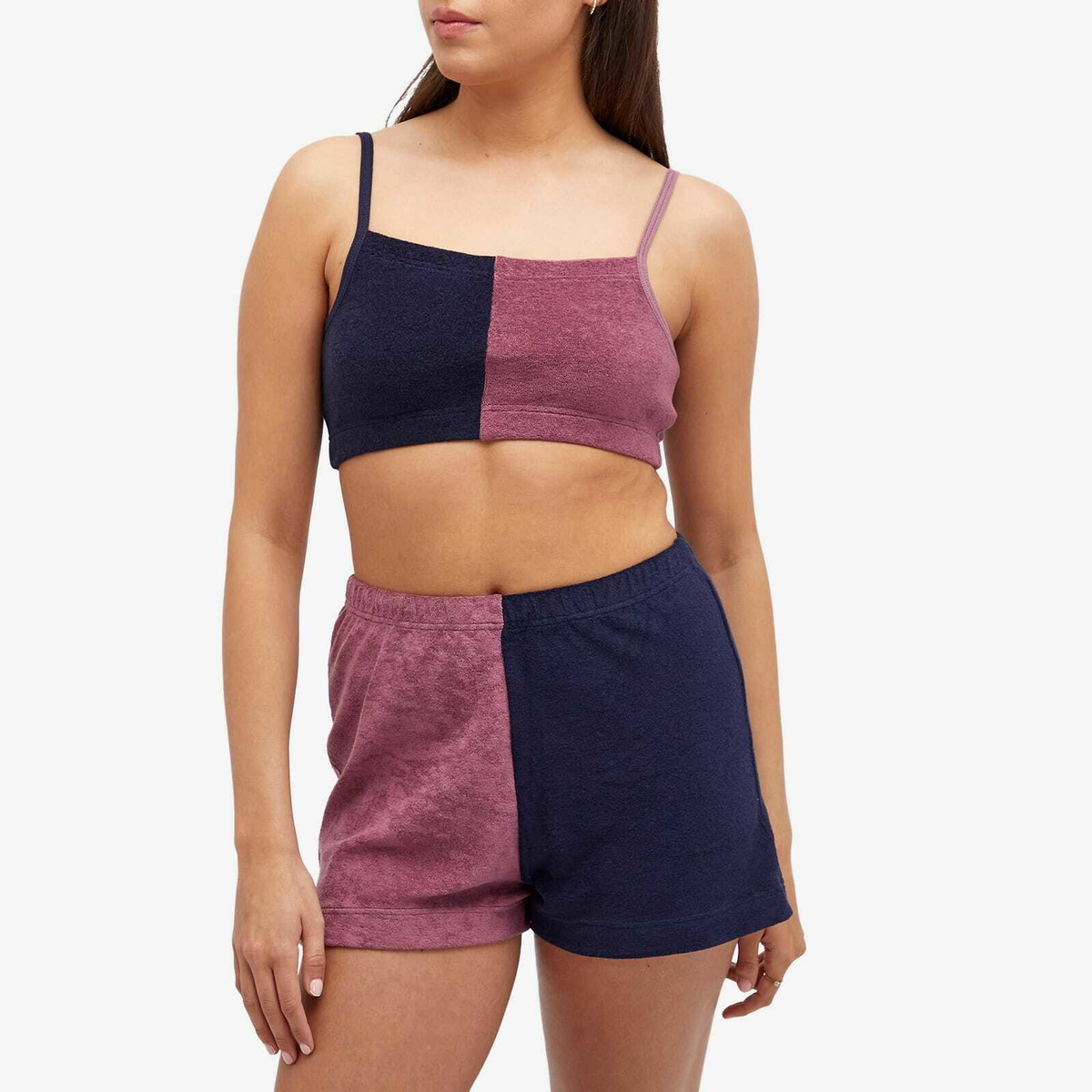 Howlin by Morrison Women's Howlin' Spooky-Doo Mixed Towelling Crop Top in Navy