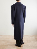 SAINT LAURENT - Double-Breasted Wool-Blend Coat - Blue