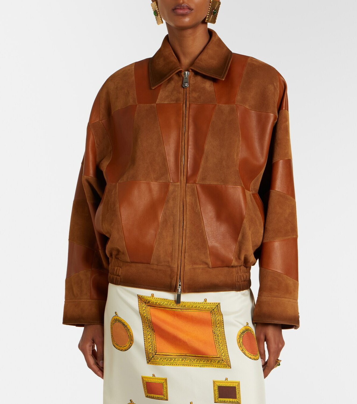 Versace Leather and suede blouson jacket