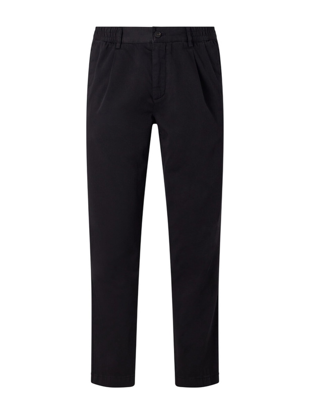 Photo: Mr P. - James Pleated Tapered Organic Cotton-Twill Trousers - Black
