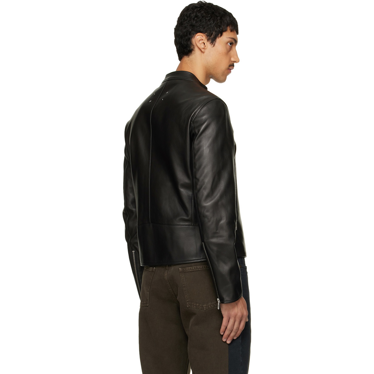Maison Margiela Black 5-Zip Leather Jacket