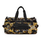 Versace Jeans Couture Black and Gold Barrocco Logo Duffle Bag