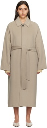 AMI Alexandre Mattiussi Gray Belted Coat