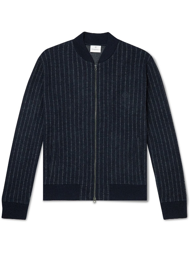 Photo: Kingsman - Striped Brushed Wool-Jersey Jacket - Blue