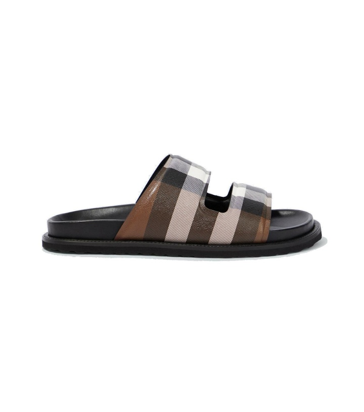 Photo: Burberry - Checked canvas slides