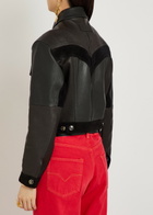 Versace Panelled Leather Jacket Black