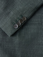 Mr P. - Double-Breasted Woven Wool, Silk and Linen-Blend Blazer - Green