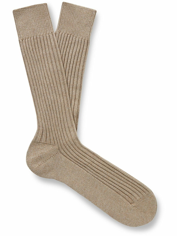 Photo: TOM FORD - Ribbed Cotton Socks - Neutrals