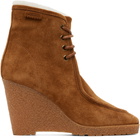 Isabel Marant Tan Cylia Shearling Wedge Boots