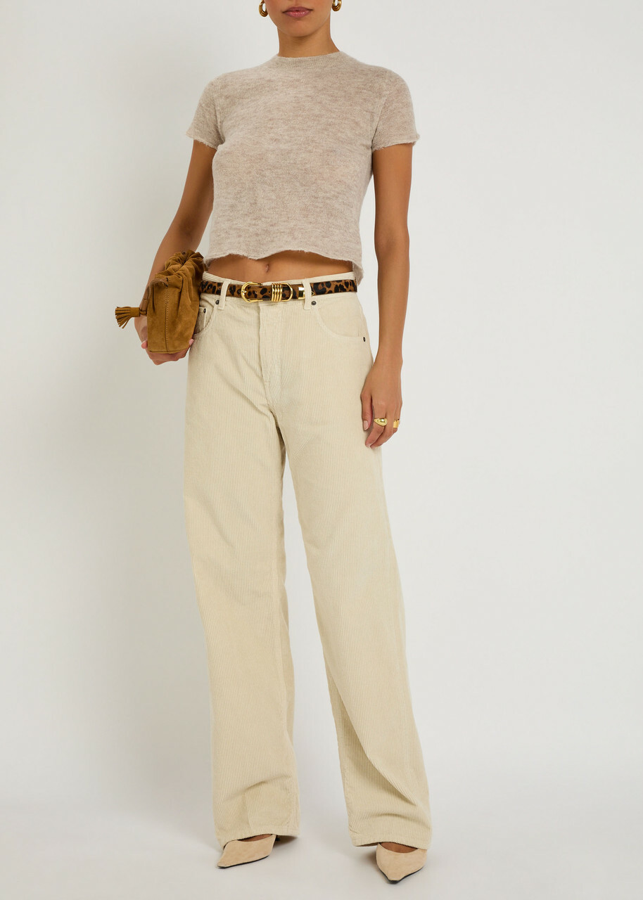 Haikure Cropped Alpaca-blend T-shirt Beige