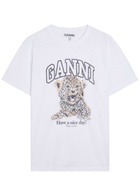 Ganni Printed Cotton T-shirt Leopard