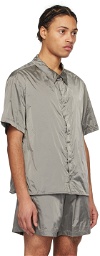 AMOMENTO Gray Spread Collar Shirt