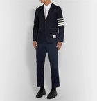 Thom Browne - Midnight-Blue Slim-Fit Unstructured Striped Cotton-Twill Blazer - Navy