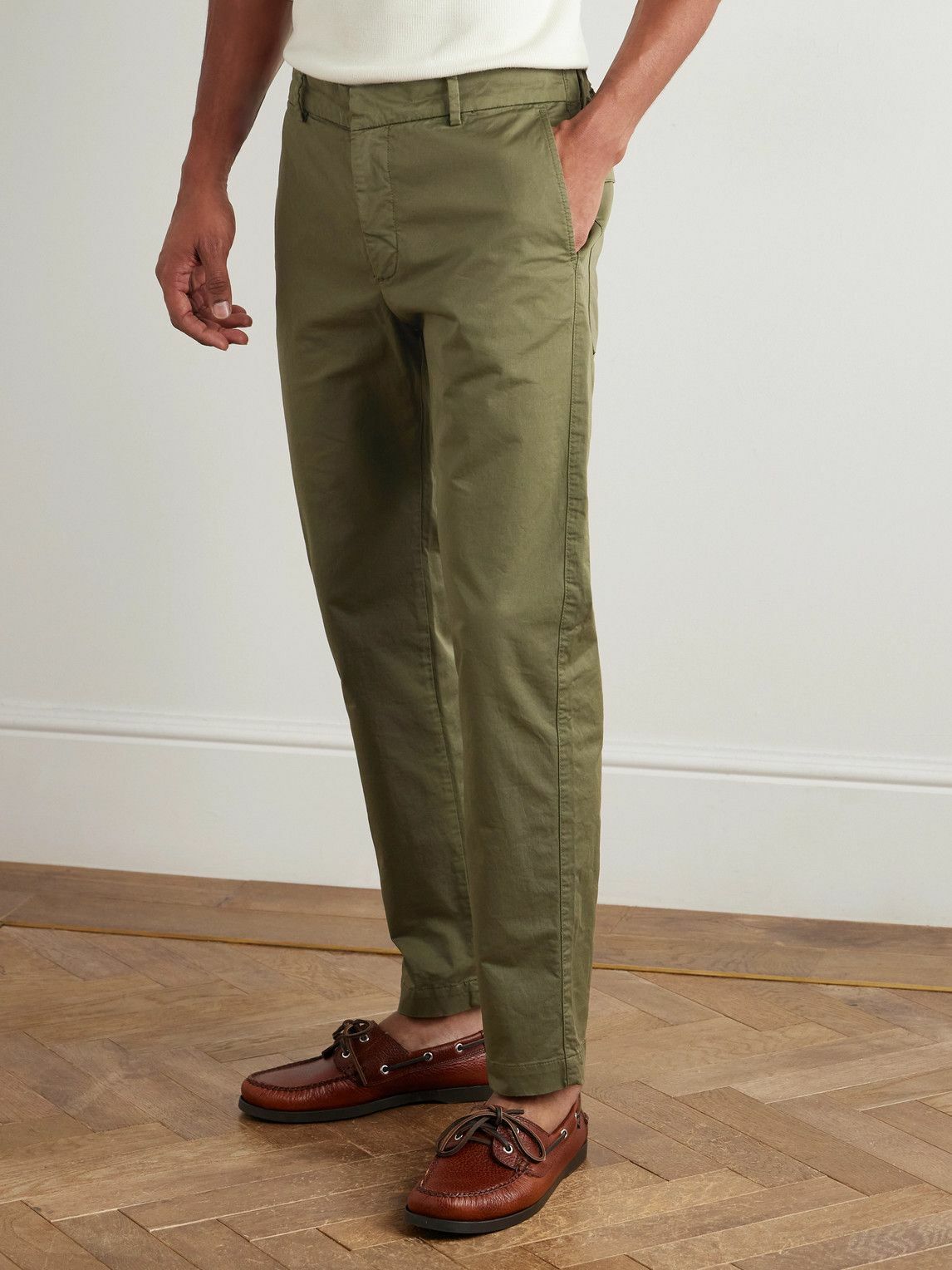 Barena - Tapered Stretch-Cotton Gabardine Trousers - Green