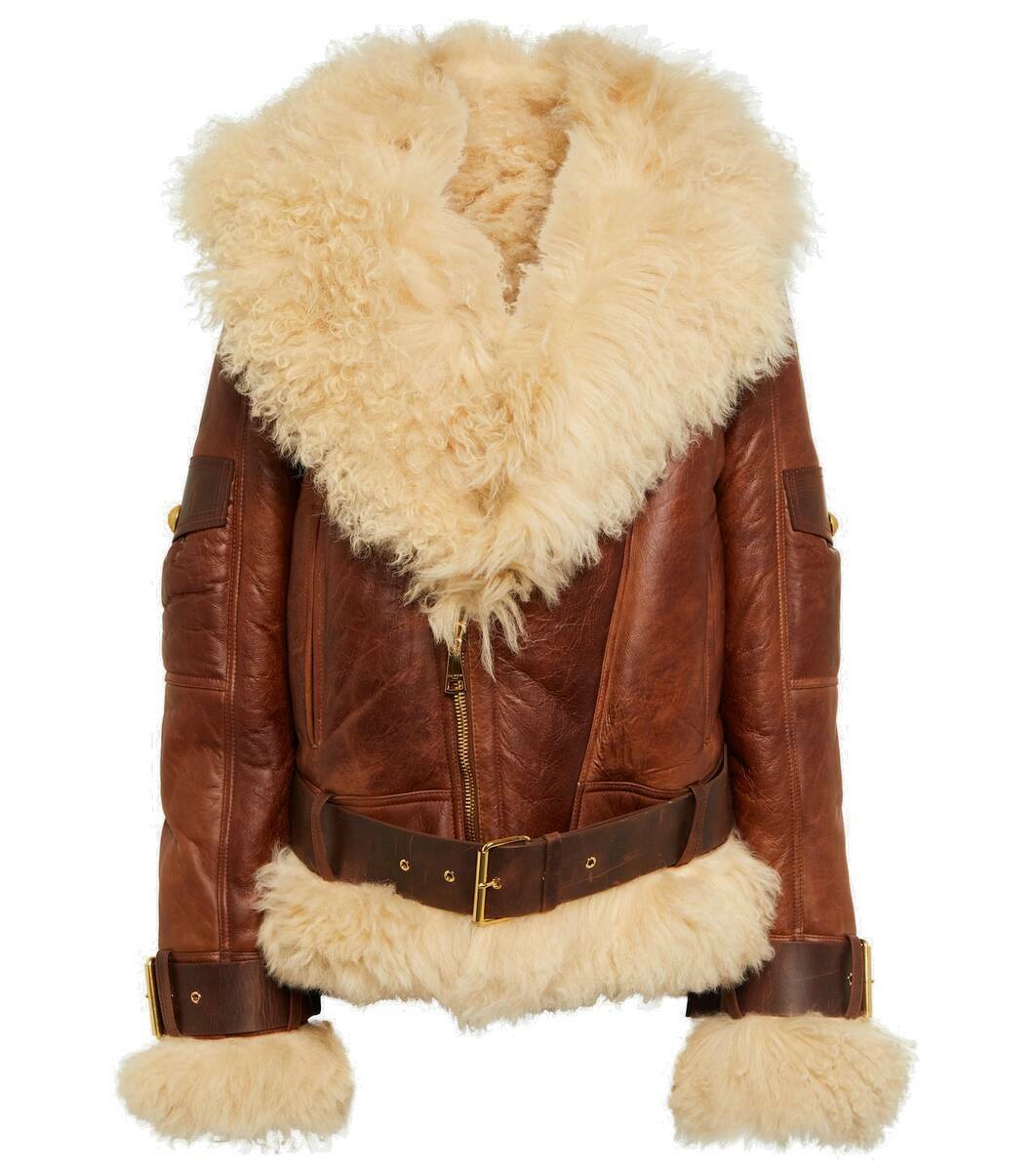 Balmain Shearling Leather Jacket - Men's 48
