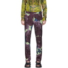 Dries Van Noten Purple and Green Wool Patrini Trousers