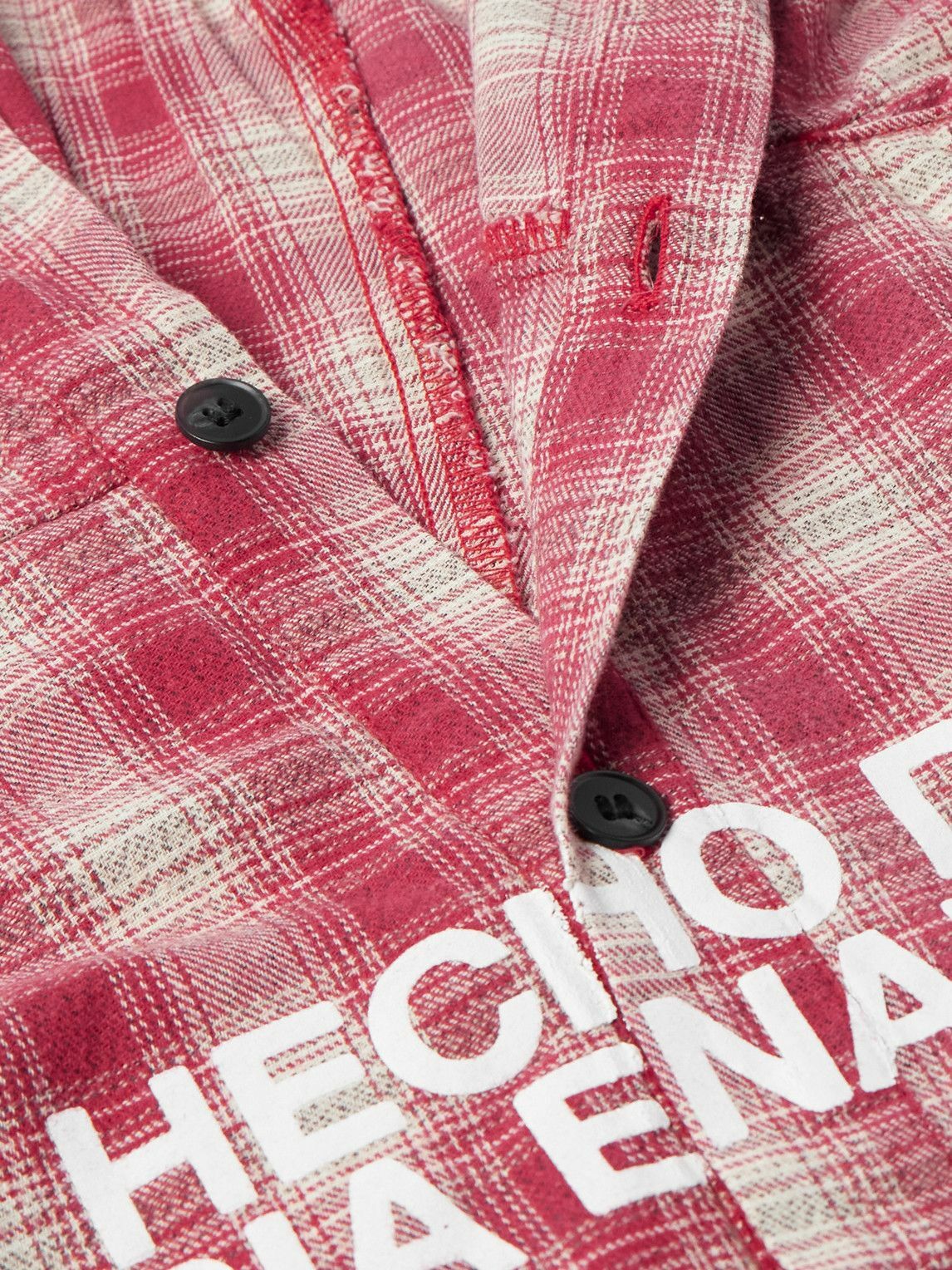RRR123 - Materia Nazarene Oversized Printed Checked Cotton-Flannel Shirt - Red