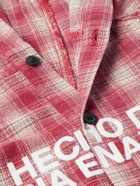 RRR123 - Materia Nazarene Oversized Printed Checked Cotton-Flannel Shirt - Red