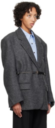 Recto Gray Belted Blazer