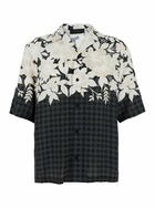 AMIRI garden Black Bowling Shirt With Cuban Collar And All-over Floral Print In Tech Fabric Man