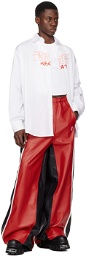 VETEMENTS Red & Black Piping Leather Pants