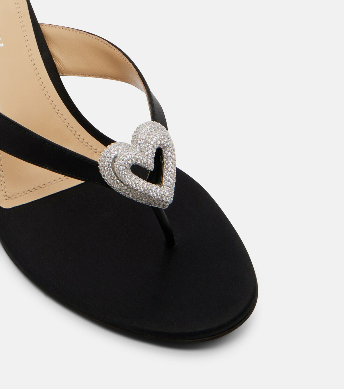 Mach & Mach Double Heart satin wedge thong sandals