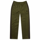 Needles Men's Poly Smooth Narrow Track Pants in Olive