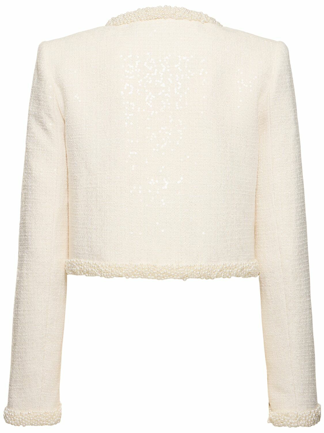 ジャケット SELF PORTRAIT BOUCLE JACKET WITH PEARLS Pink Boucle Pearl Trim Jacket – self-portrait-US