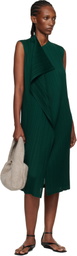 PLEATS PLEASE ISSEY MIYAKE Green Ramie Pleats Maxi Dress
