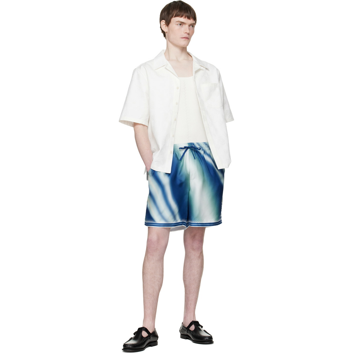 Casablanca Blue 'The Art Of The Serve' Silk Shorts