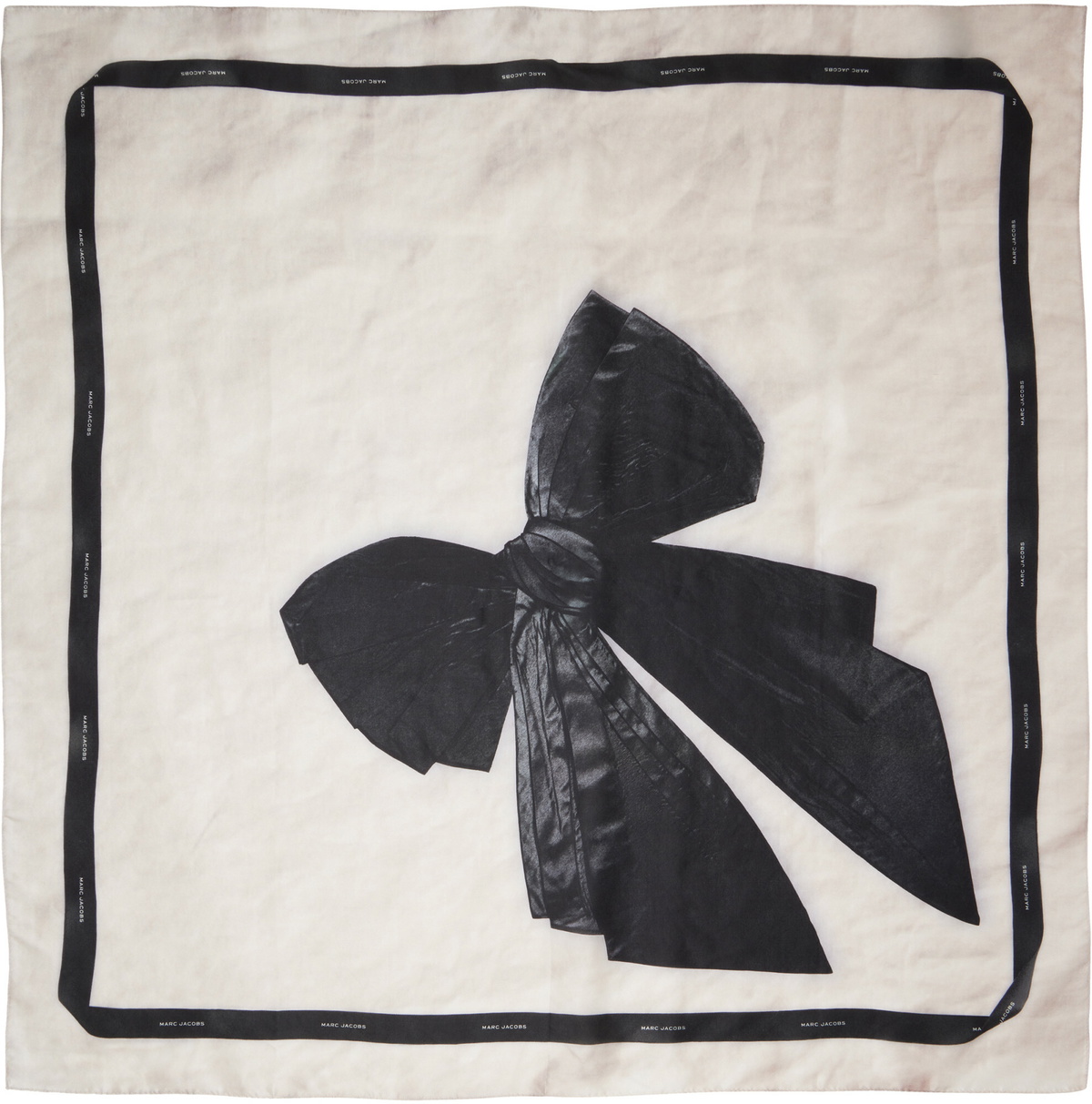 Marc Jacobs Off-White & Black Bow Silk Scarf