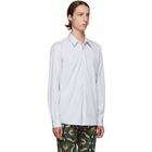 Dries Van Noten White and Navy Stripe Corbin Shirt