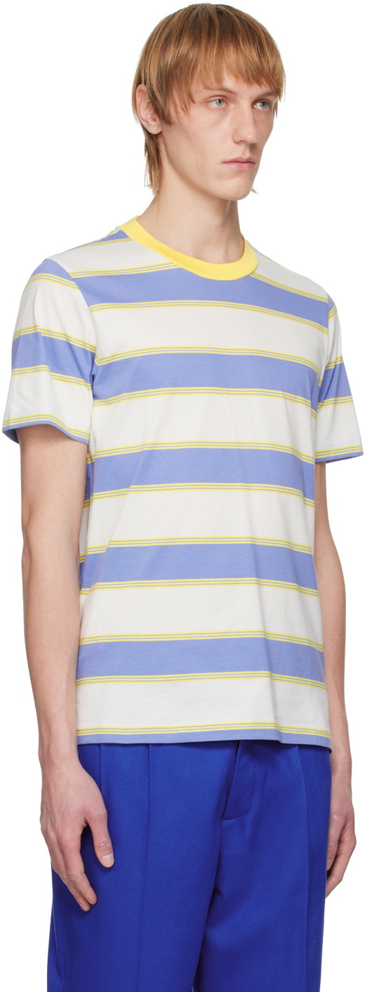 Marni Three-Pack Blue & Yellow Stripe T-Shirts Marni