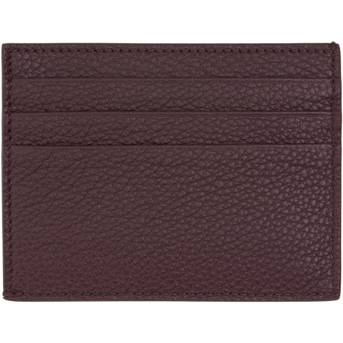 Thom Browne Burgundy Soft Pebble Grain Note Compartment Card Holder