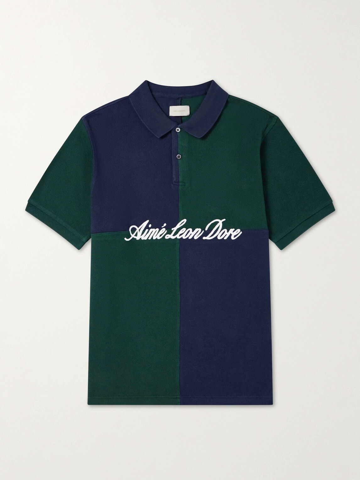 Aimé Leon Dore - Logo-Embroidered Colour-Block Cotton-Piqué Polo Shirt - Green