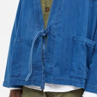 Universal Works Men's Herringbone Denim Kyoto Work Jacket in Washed Indigo