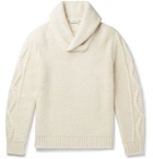 Brioni - Slim-Fit Shawl-Collar Cable-Knit Wool and Cashmere-Blend Sweater - Neutrals