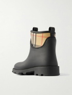 Burberry - Checked Twill-Trimmed Rubber Rain Boots - Black