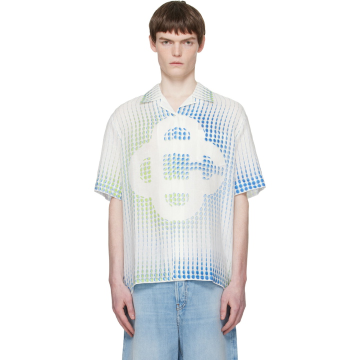 Photo: Casablanca White Pills Cuban Collar Short Sleeve Shirt