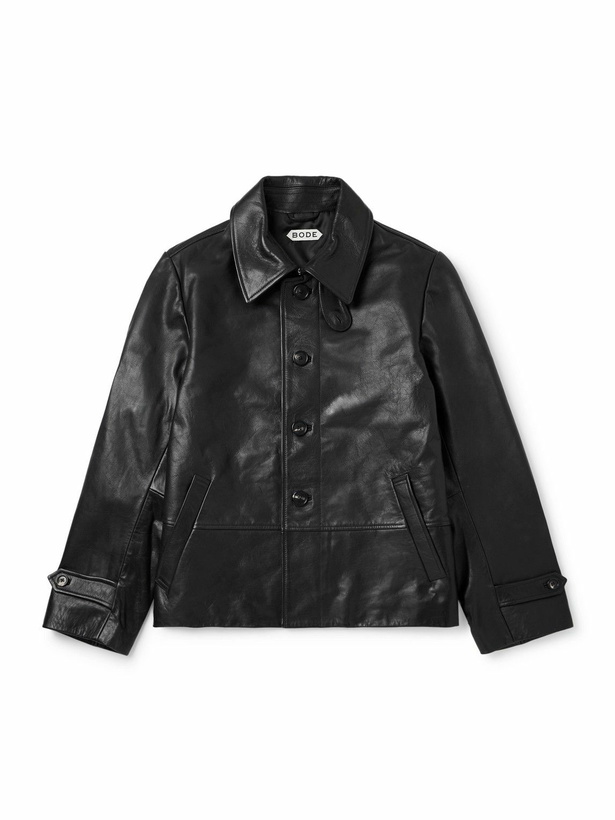 Photo: BODE - Continental Cropped Leather Jacket - Black